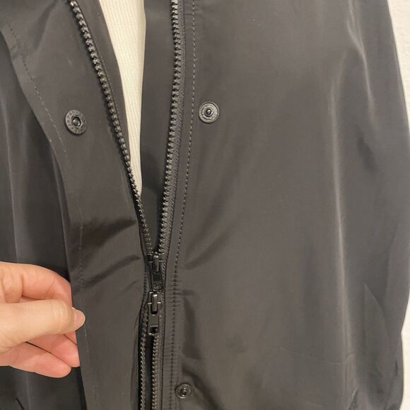 Eileen Fisher Black Recycled Polyester Hooded Coat Medium Preowned - Picture 7 of 12